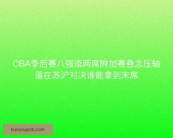 CBA季后赛八强添两席附加赛悬念压轴落在苏沪对决谁能拿到末席